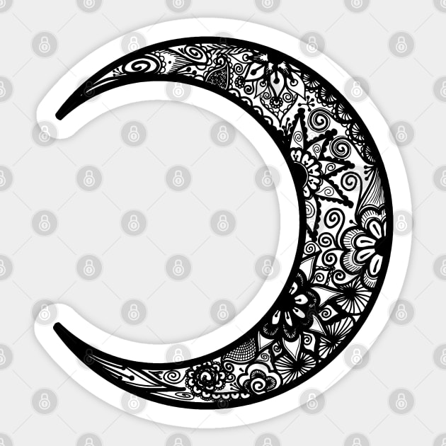 Black Henna Crescent Moon Sticker by Tilila